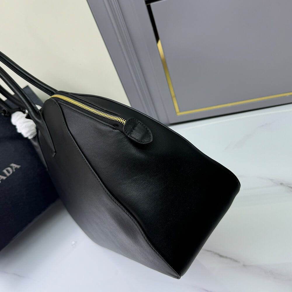 Pra*a Large leather tote bag with zipper closure(high-end grade)