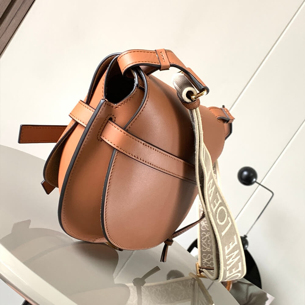L0ew* Small Gate bag in soft calfskin and jacquard