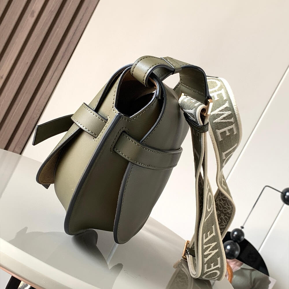 L0ew* Small Gate bag in soft calfskin and jacquard