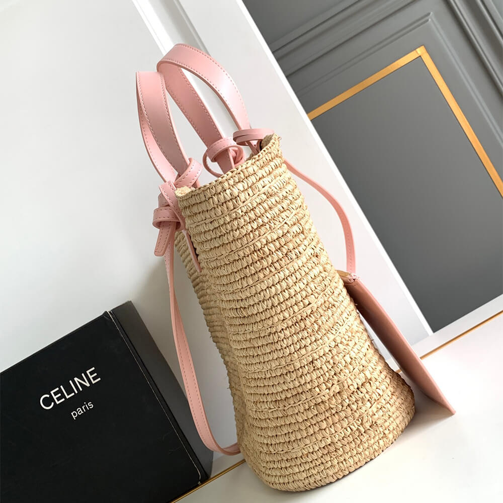 Ce1i*e TEEN S*pPLE Ce1i*e CLASSIC PANIER IN Raffia and calfskin(high-end grade)