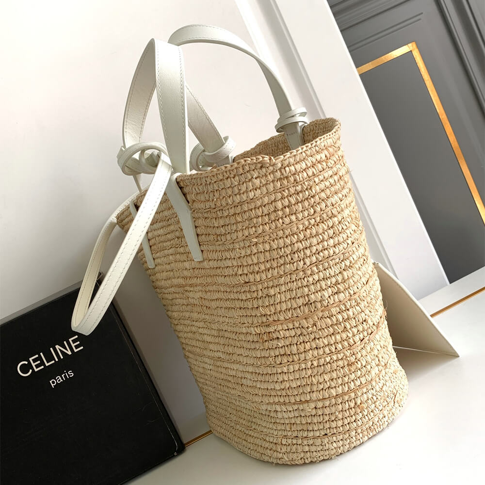 Ce1i*e TEEN S*pPLE Ce1i*e CLASSIC PANIER IN Raffia and calfskin(high-end grade)