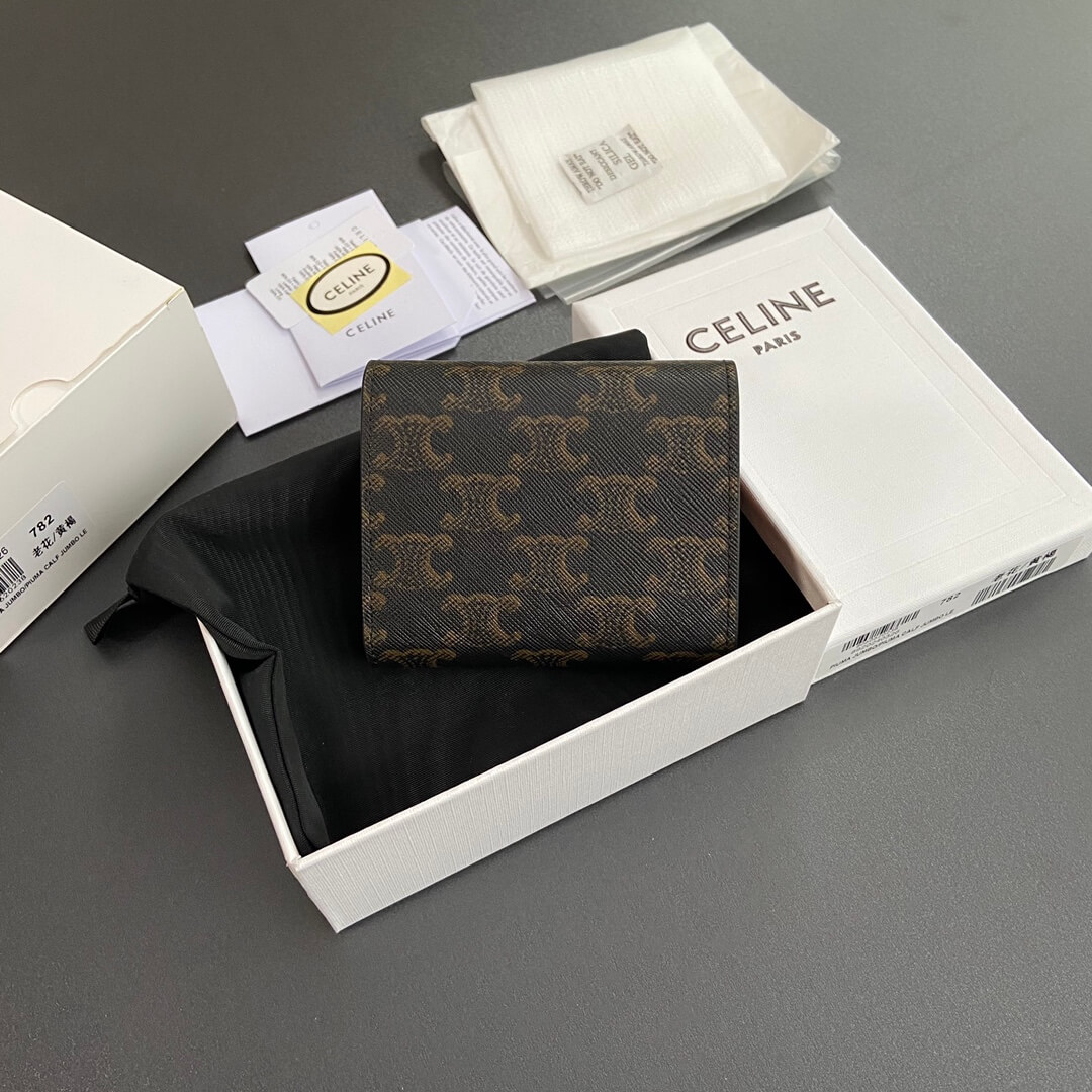 Ce1i*e Small Logo Print Shiny Smooth Lambskin