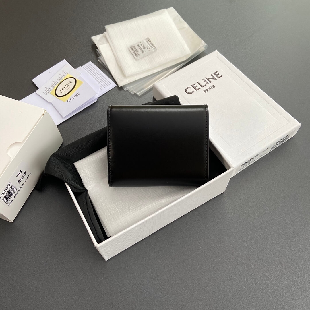 Ce1i*e Small Flap Wallet TRIOMPHE IN Shiny Smooth Lambskin