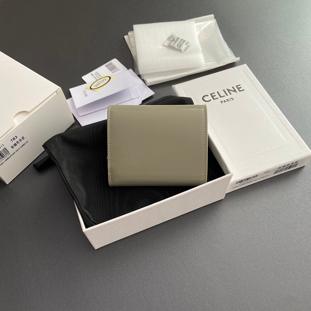 Ce1i*e Small Flap Wallet TRIOMPHE IN Shiny Smooth Lambskin