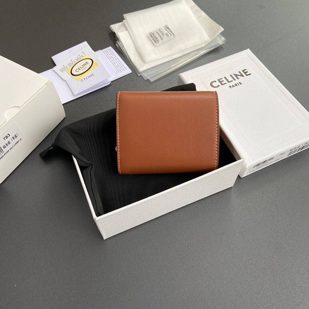 Ce1i*e Small Flap Wallet TRIOMPHE IN Shiny Smooth Lambskin