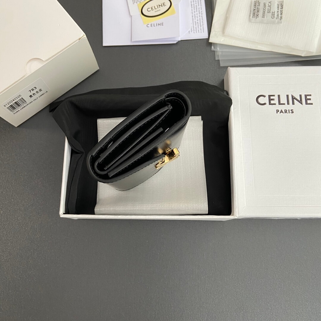 Ce1i*e Small Flap Wallet TRIOMPHE IN Shiny Smooth Lambskin