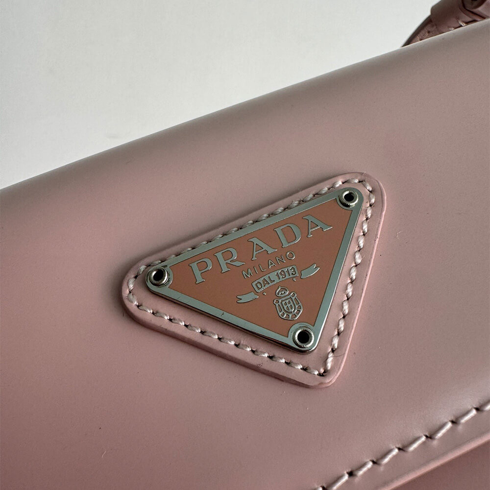 Small Pra*a Cleo brushed leather shoulder bag with flap