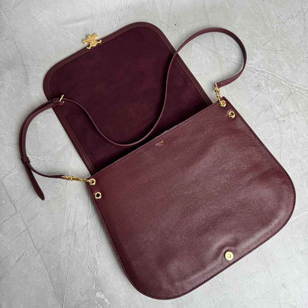 Ce1i*e SOFT TRIOMPHE BESACE IN S*pPLE SHINY LAMBSKIN(HIGH-END GRADE)