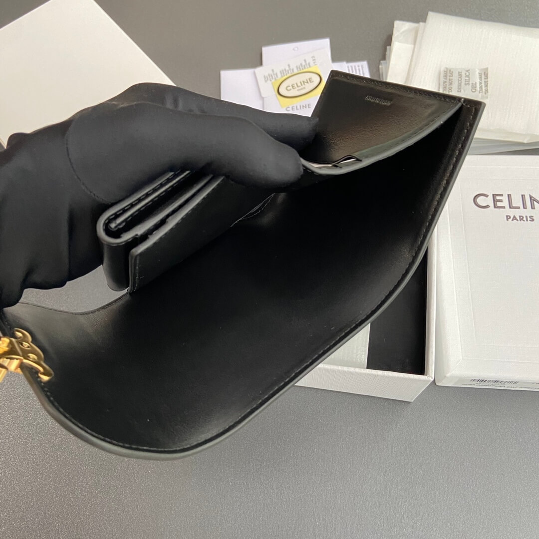 Ce1i*e Small Flap Wallet TRIOMPHE IN Shiny Smooth Lambskin