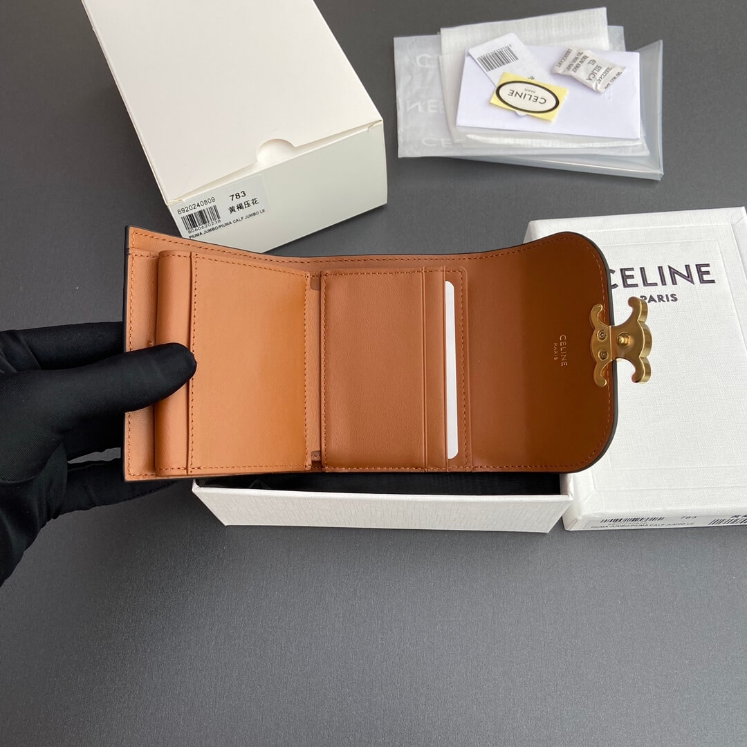 Ce1i*e Small Flap Wallet TRIOMPHE IN Shiny Smooth Lambskin
