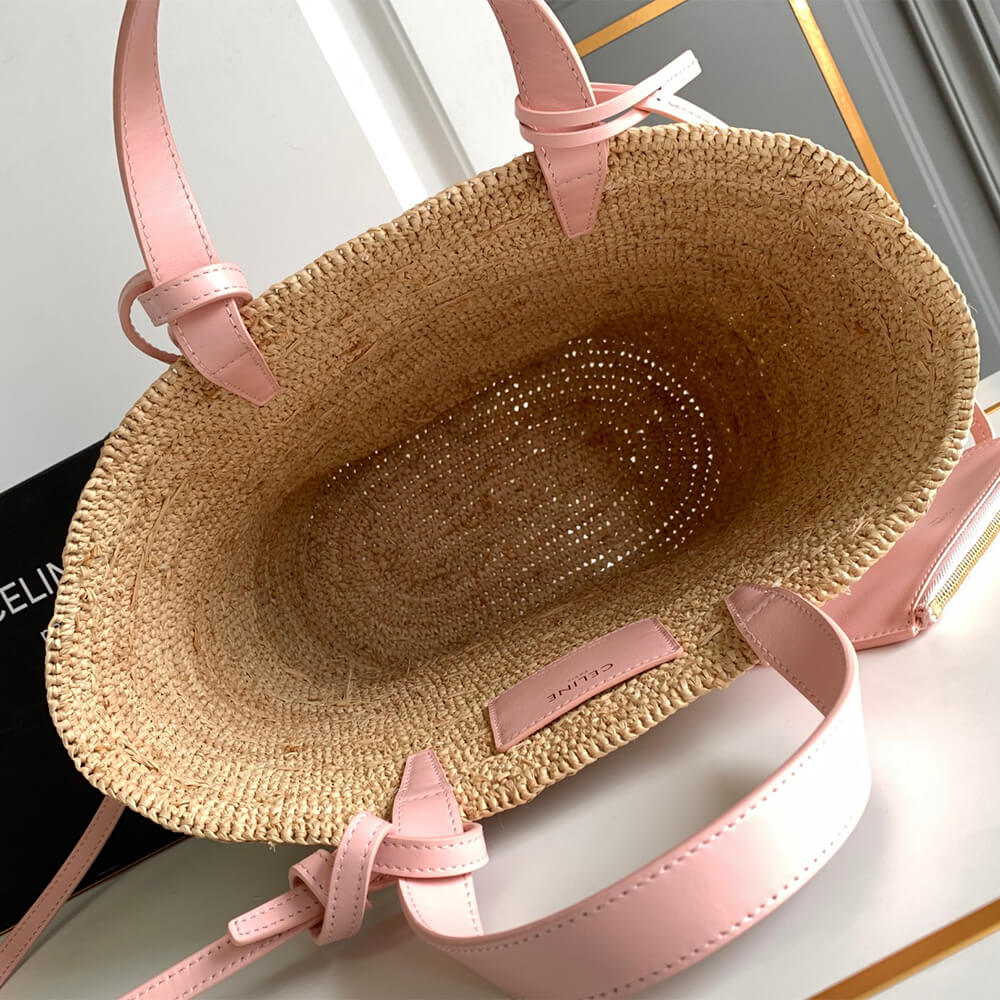 Ce1i*e TEEN S*pPLE Ce1i*e CLASSIC PANIER IN Raffia and calfskin(high-end grade)