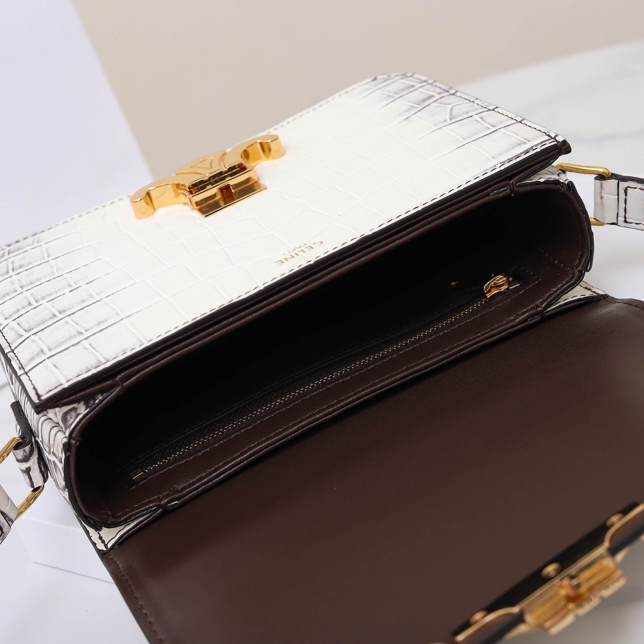 Ce1i*e TEEN TRIOMPHE crocodile pattern handbag(HIGH-END GRADE)