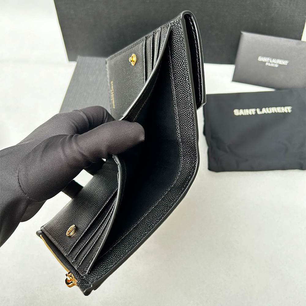 Y51 UPTOWN Compact wallet in grain de poudre leather