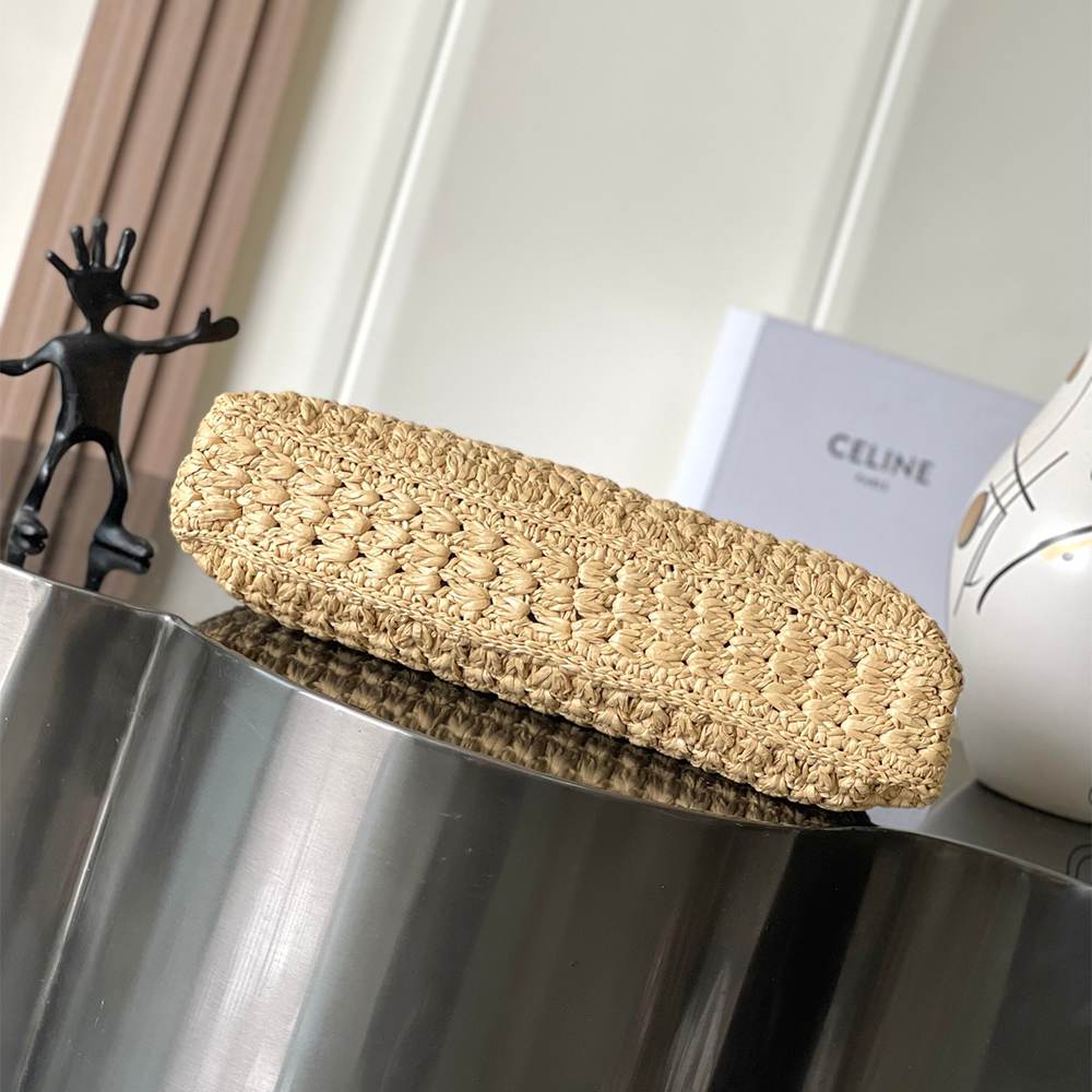 Ce1i*e CABAS TRIANGLE IN RAFFIA AND CALFSKIN(HIGH-END GRADE)