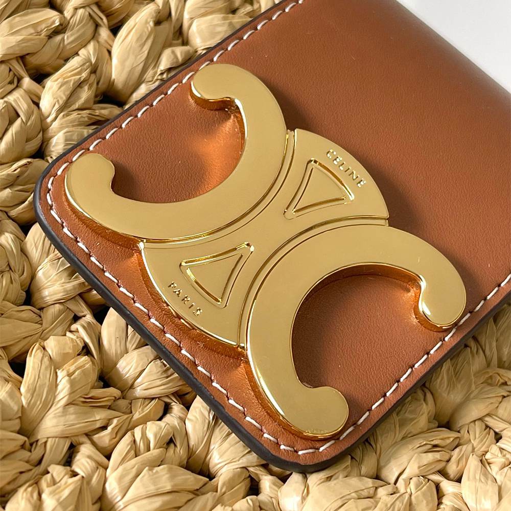 Ce1i*e CABAS TRIANGLE IN RAFFIA AND CALFSKIN(HIGH-END GRADE)