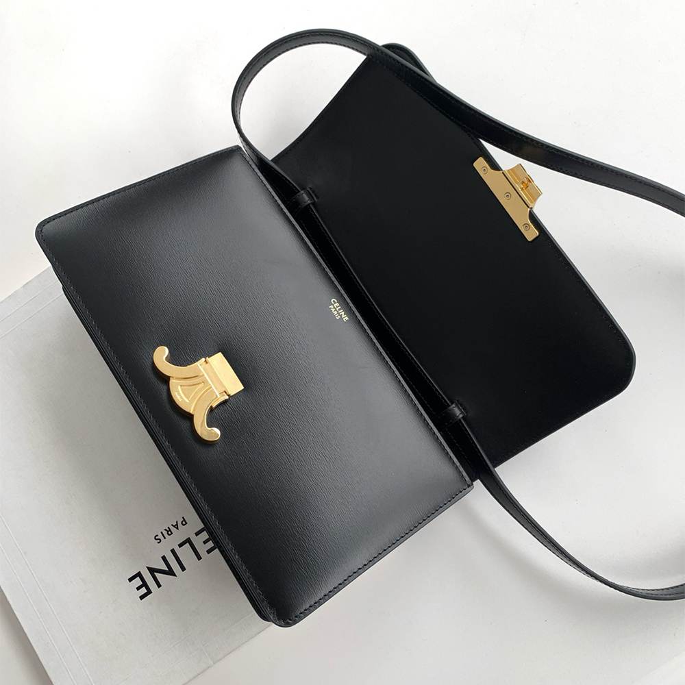 Ce1i*e MEDIUM TRIOMPHE FOLIO IN SHINY CALFSKIN(HIGH-END GRADE)